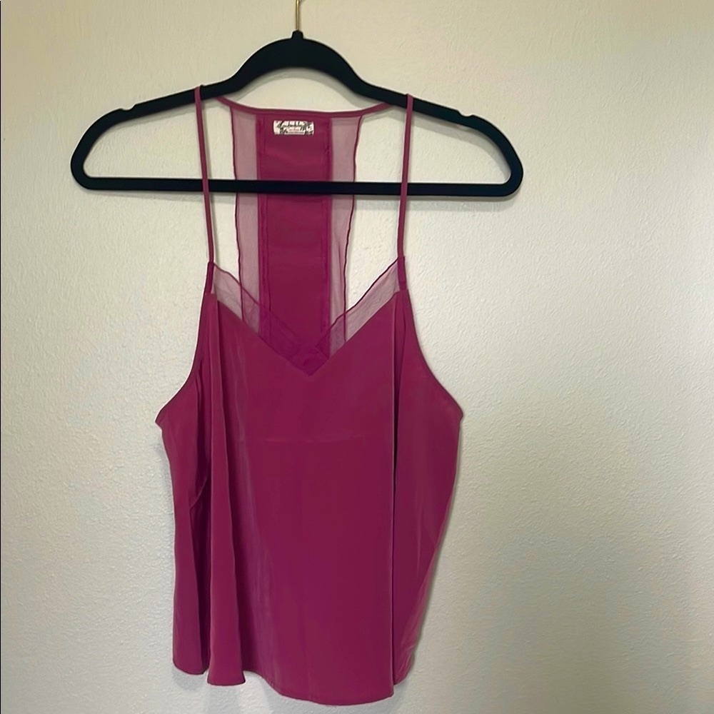 Free People Heartbeat Mesh Tank Top Pink Camisole Tops Mesh
